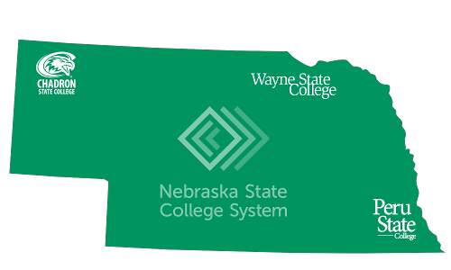 Nebraska Map with State Colleges