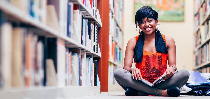 Girl in library